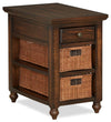 Cottage Lane 16\" Rustic Chairside Table with Storage - Dark Brown Wood