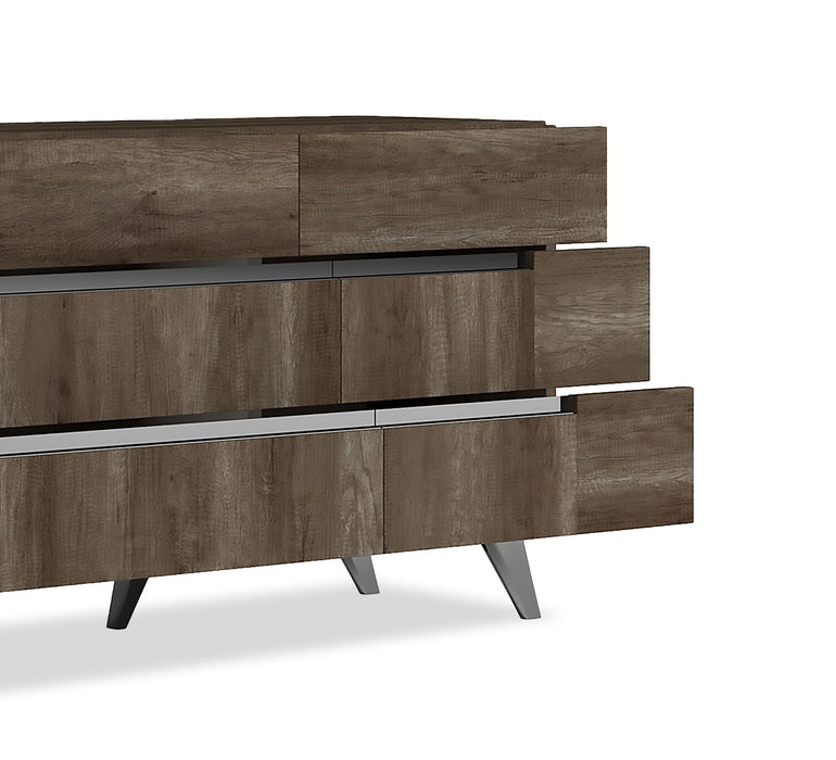 Gino Bedroom 6-Drawer Dresser - Made in Italy, 67\"W x 32\"H, Modern - Brown