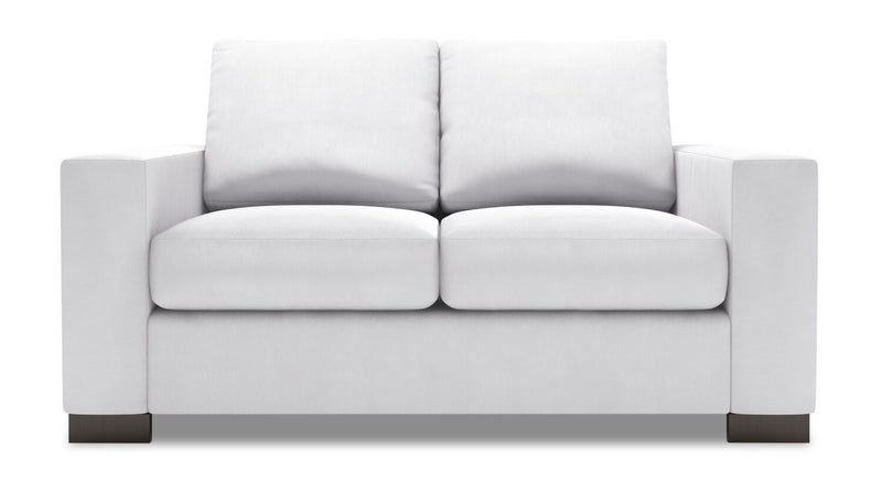 Made in Canada Customizable Sofa Lab Track  62\" Linen-Look Fabric Loveseat with Track Arms - Pax Ice White