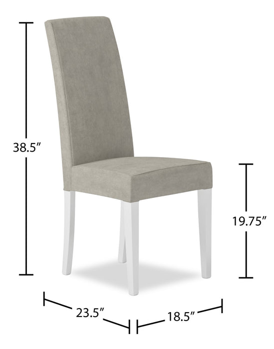 Raia Dining Chair with Vegan-Leather Fabric - Made in Italy, Modern - Light Grey