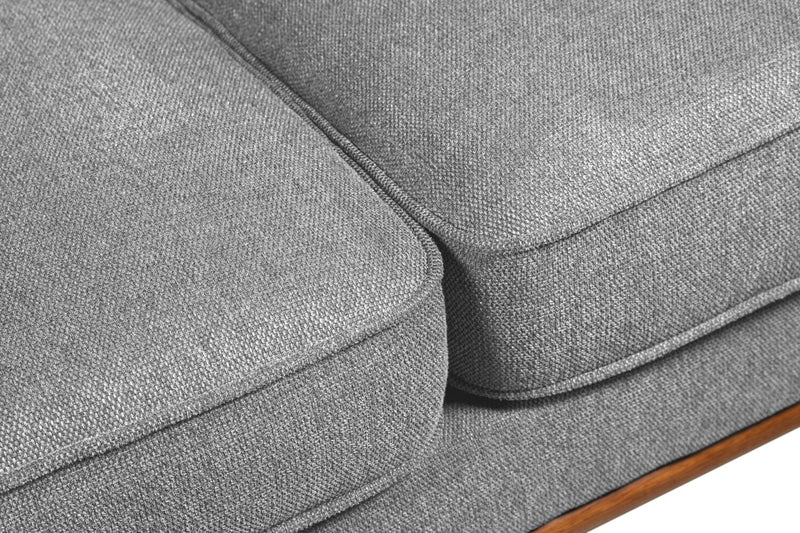 Kort & Co. Kassia 65.4\" Linen-Look Fabric Loveseat with Wood Base and Legs - Grey