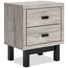 Zen Bedside 2-Drawer Nightstand with Built-in Charging Ports, 21.3\"W x 25\"H - Grey