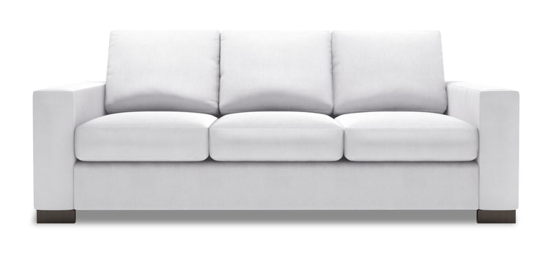 Made in Canada Customizable Sofa Lab Track 85\" Linen-Look Fabric Sofa Bed with Track Arms - Pax Ice White