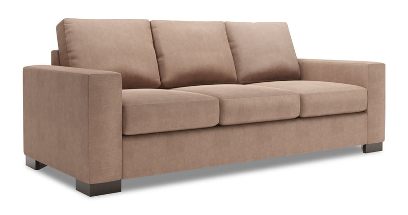 Made in Canada Customizable Sofa Lab Track 85\" Linen-Look Fabric Sofa Bed with Track Arms - Pax Wicker Brown