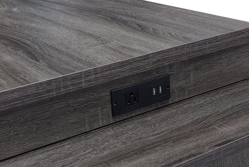 Owen 55\" Reversible Corner Office Office Desk with 4-Drawers & Cubbies - Distressed Grey