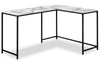 Karter 58.25\" L-Shaped Corner Office Desk - White Marble-Look