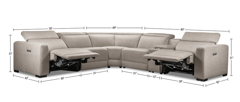 Adelaide 6-Piece Power Reclining Sectional - Grey