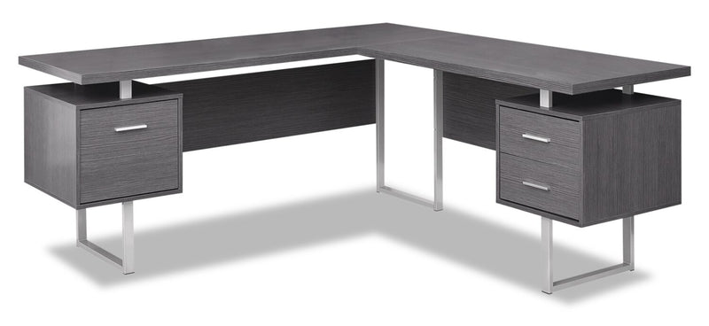 Marnie Reversible 71\" L-Shaped Corner Office Desk with 3-Drawers - Grey