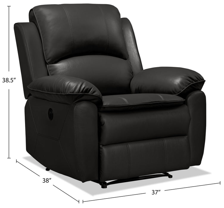 Chandler 37\" Leather-Look Fabric Power Reclining Chair with USB Port- Grey