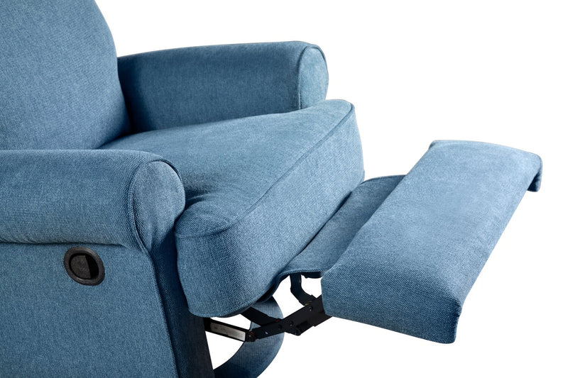 Bevin 34.4\" Chenille Fabric Swivel Glider Reclining Chair - Blue