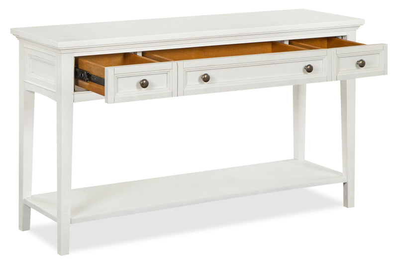 Heron Cove 50\" Traditional Sofa Table with Storage and Shelf - White Pine