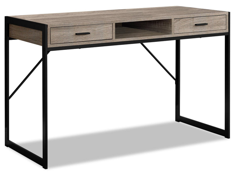 Xavier 48\" Office Desk with 2-Drawers & Cubby - Taupe