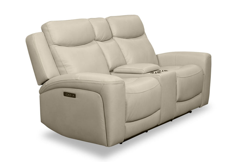 Scott Living Prescott 79\" Genuine Leather Power Reclining Loveseat with Power Headrests - Platinum Grey