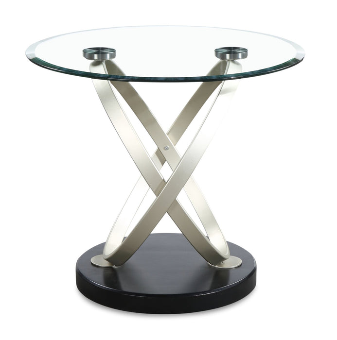 Vikki 26\" Modern Round Glass Top End Table - Glass with Metal Base