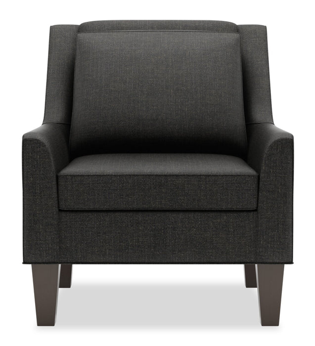 Made in Canada Sofa Lab Customizable Club 29\" Linen-Look Fabric Accent Chair with Wood Legs - Luna Kohl Grey