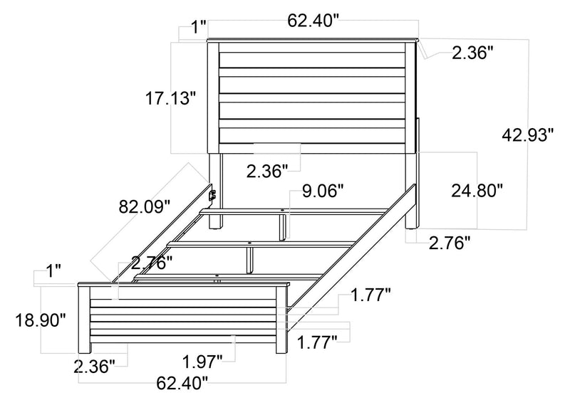 Zoey Panel Bed, Two-tone White & Brown - Queen Size