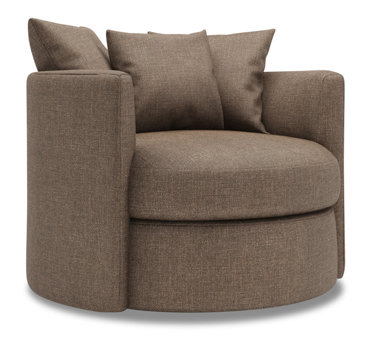 Made in Canada Sofa Lab Customizable Nest 41\" Linen-Look Fabric Swivel Accent Chair - Luna Praline Brown