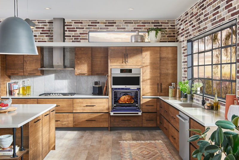 LG Studio 30\" 6.4 Cu. Ft. Electric Combination Wall Oven with True Convection - Smudge Proof Stainless Steel - WCES6428F