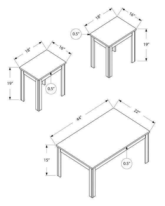 Remy 44\" Traditional 3-Pack Coffee + 2 End Tables - Black Brown