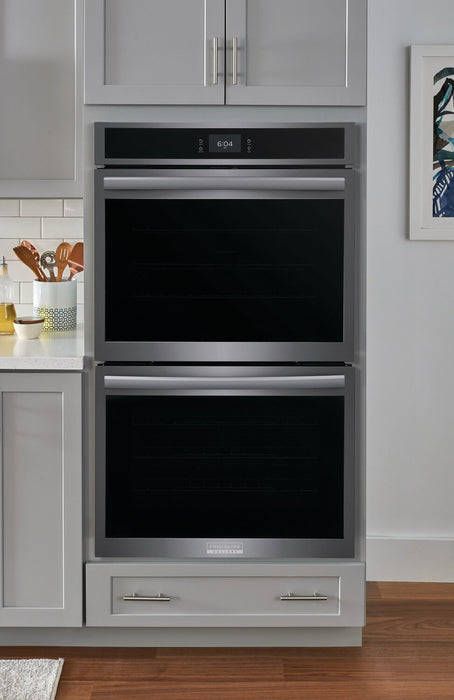 Frigidaire Gallery 30\" 5.3/5.3 Cu. Ft. Electric Double Wall Oven with Total Convection - Smudge-Proof® Black Stainless Steel - GCWD3067AD