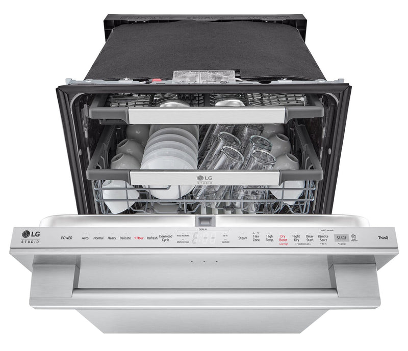 LG Studio 24\" 40 dBA Built-In Top-Control Smart Dishwasher with QuadWash®Pro  - Smudge Proof Stainless Steel - SDWB24S3