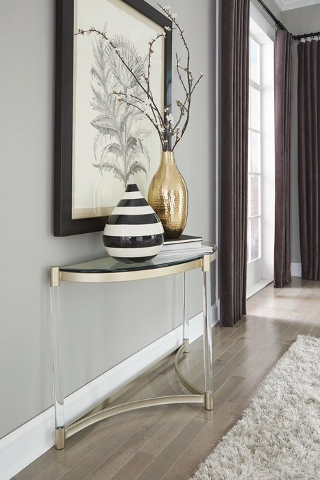 Silas  48\" Modern Glass Top Sofa Table - Platinum with Metal and Acrylic