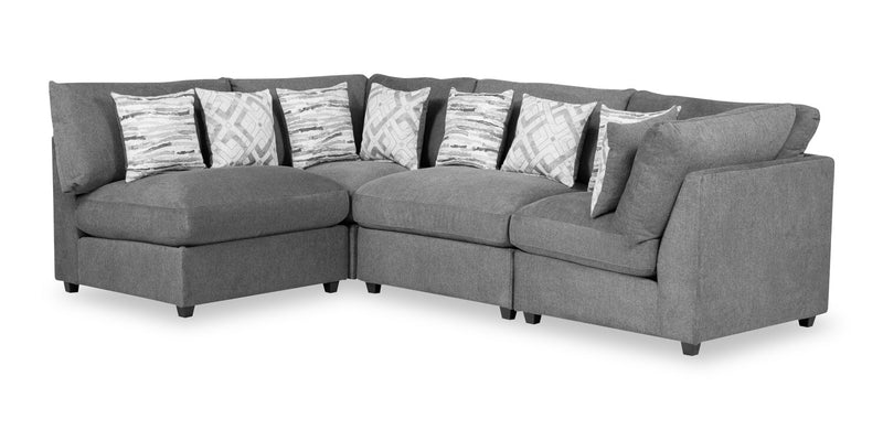 Scott Living Evolve Modular 4-Piece Linen-Look Fabric Pit Sofa Sectional with Feather Down Cushions - Charcoal