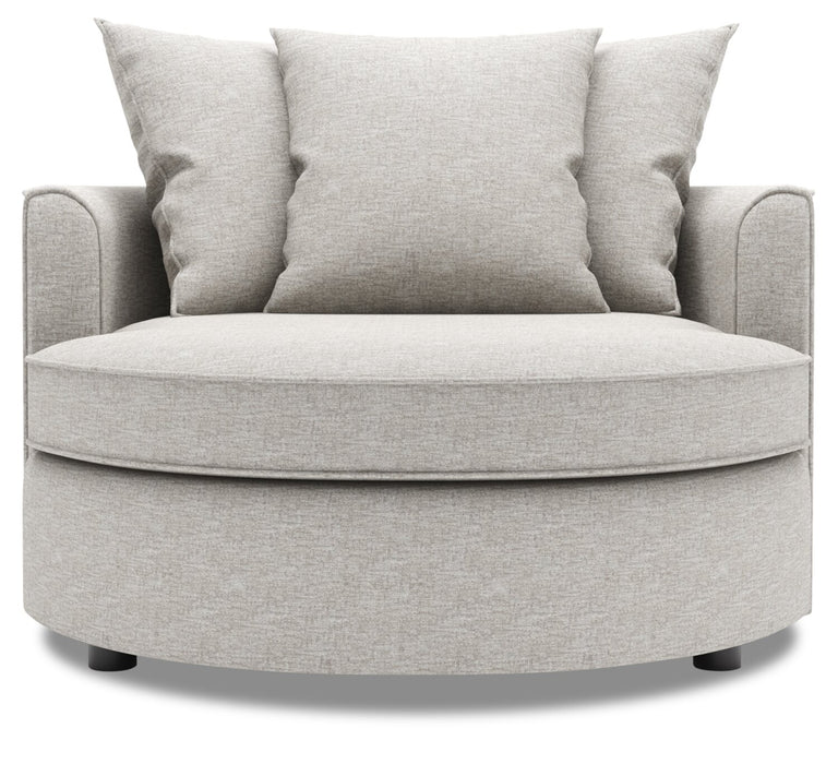 Made in Canada Sofa Lab Customizable Cuddler 48\" Chenille Fabric Accent Chair - Luxury Silver