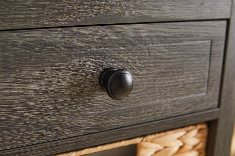 Jon 15.5\" Chairside Table with 2 Baskets & Drawer - Distressed Grey