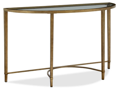 Copia 50" Traditional Glass Top Sofa Table - Silver and Gold with Metal Base|Table de salon traditionnelle Copia de 50 po avec dessus en verre - argentée et dorée avec base en métal