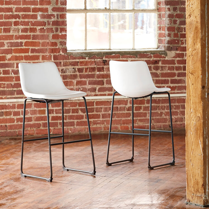 Cole Barstool with Vegan Leather Fabric, Metal - White