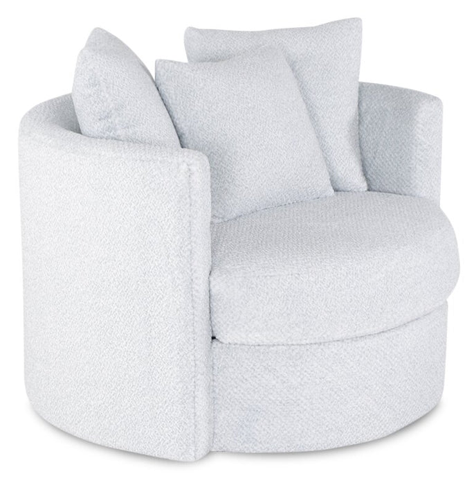 Made in Canada Midi 42\" Chenille Fabric Swivel Cuddler Accent Chair - Teddy Star Grey
