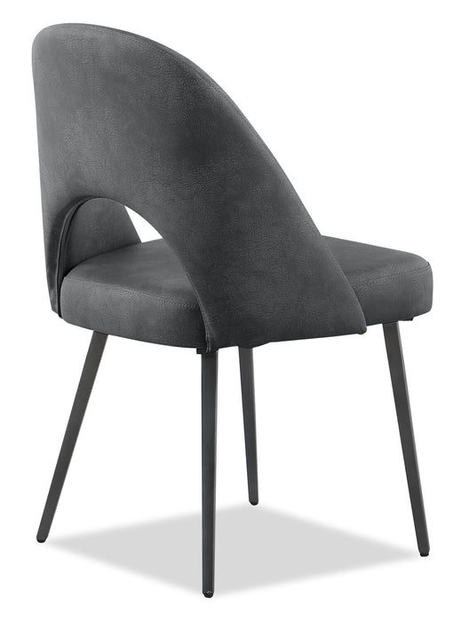 Kort & Co. Bay Dining Chair with Vegan Leather Fabric, Metal - Charcoal