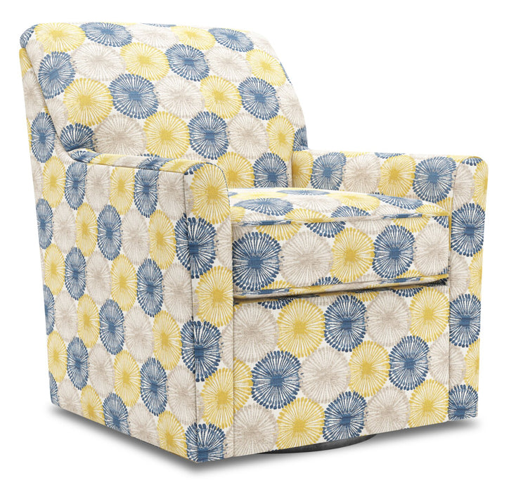 Made in Canada Sofa Lab Customizable Swivel 31\" Fabric Accent Chair - Sunshine Multicolour