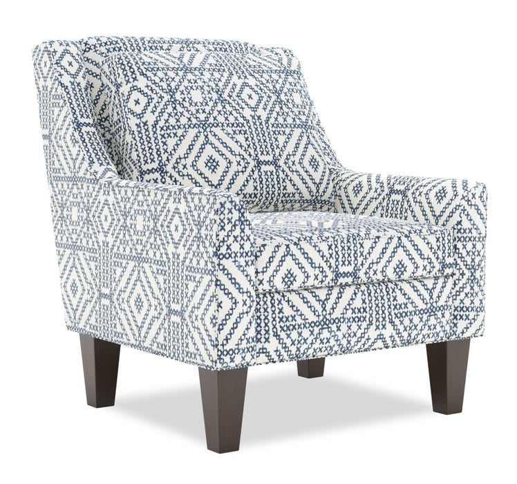 Made in Canada Sofa Lab Customizable Club 29\" Fabric Accent Chair with Wood Legs - Ink Multicolour