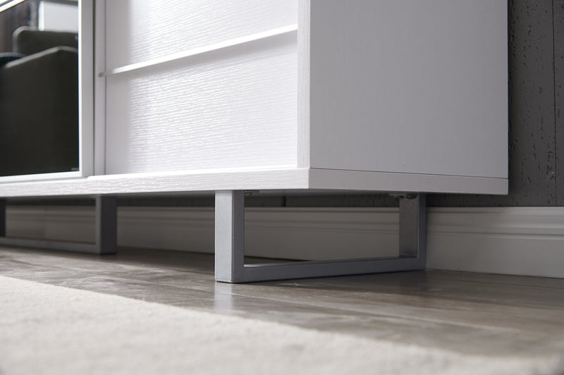 Amelia 89\" x 15.5\" Modern TV Stand with Storage and Cable Management for TVs up to 100\"- White & Black Two Tone