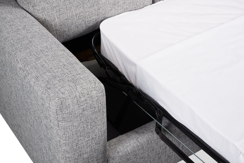 Made in Canada Customizable Sofa Lab Track 85\" Linen-Look Fabric Sofa Bed with Track Arms - Luna Domino Grey
