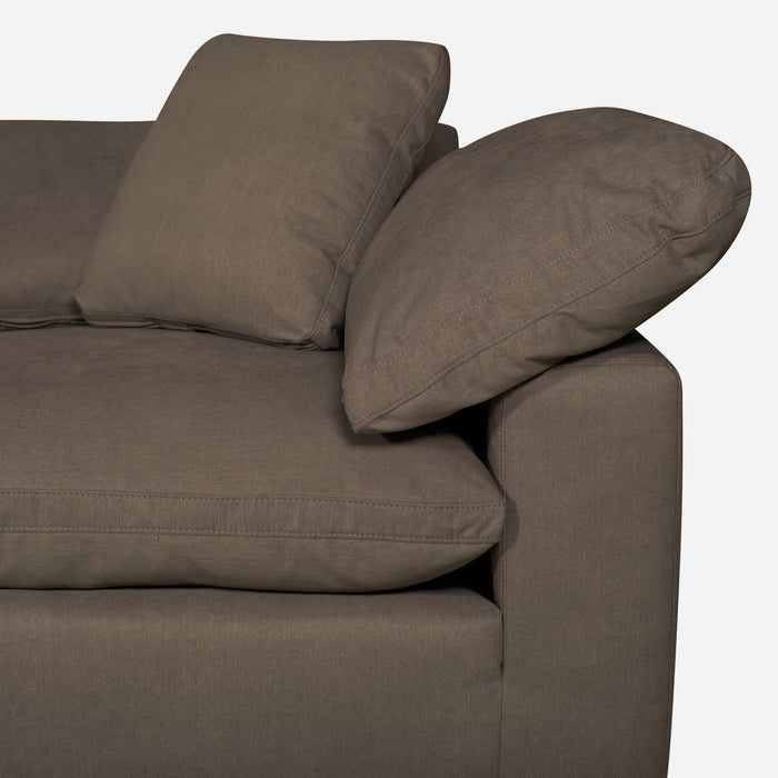 Eclipse Modular 4-Piece Linen-Look Fabric Sectional with Ottoman and Reversible Feather Down Cushions - Slate Grey