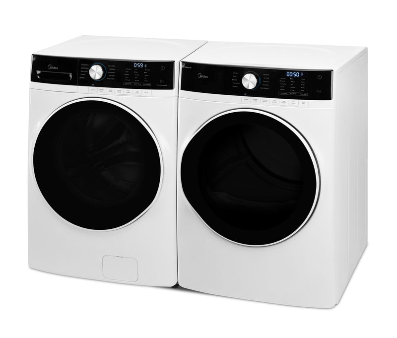 Midea 5.2 Cu. Ft. Front-Load Washer and 8 Cu. Ft. Electric Dryer - White