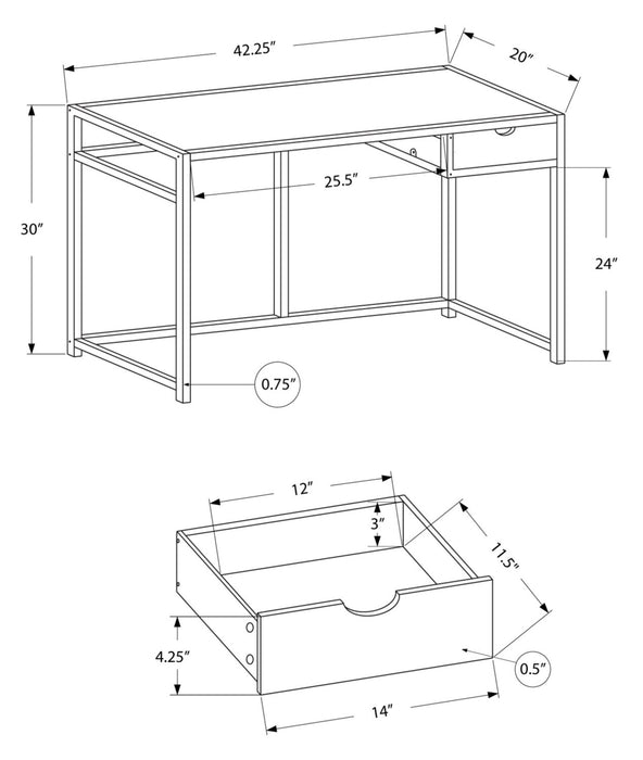 Everly 42.25\" Office Desk with Drawer - White Marble-Look