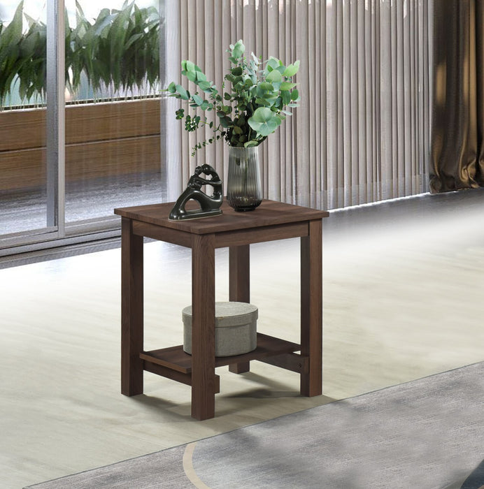 Jordi 17.7\" Traditional End Table with Shelf - Brown Walnut Finish Wood