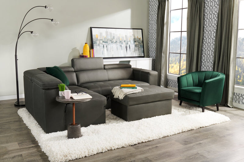 Drake 3-Piece Left-Facing Faux Suede Fabric Sleeper Sectional with Storage Ottoman - Cement Grey