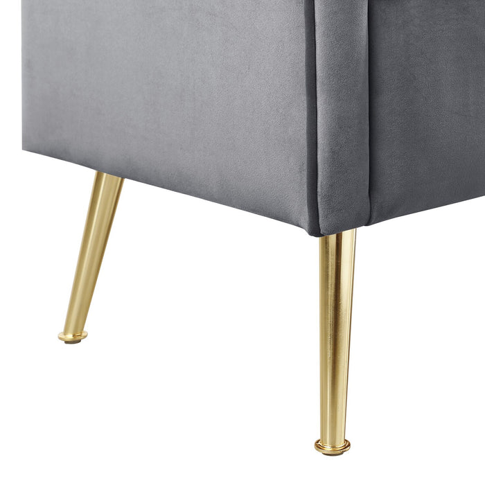 Cass 52\" Bench - Grey Velvet with Gold Legs