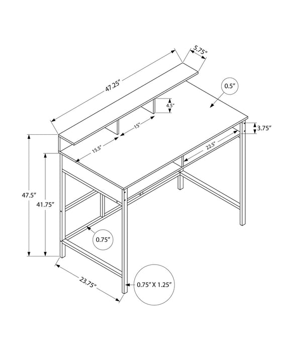Melissa 47.25\" Standing Office Desk with Cubbies - Grey