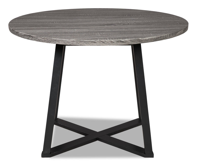 Cole Dining Table, Metal, Melamine, Geometricl Base, 42\"W Round - Grey