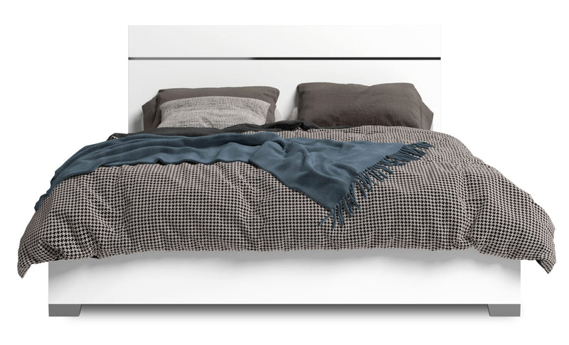 Raia 5pc Bedroom Set with Panel Bed, Dresser & Mirror - Made in Italy, Modern, White - Queen Size