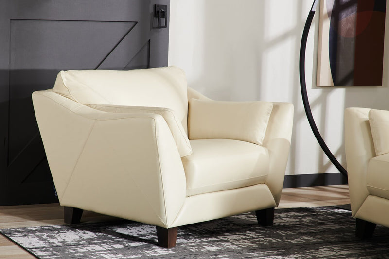 Chateau d'Ax Lusso 92\" 100% Genuine Leather Chair with Wood Legs - Smoke Grey