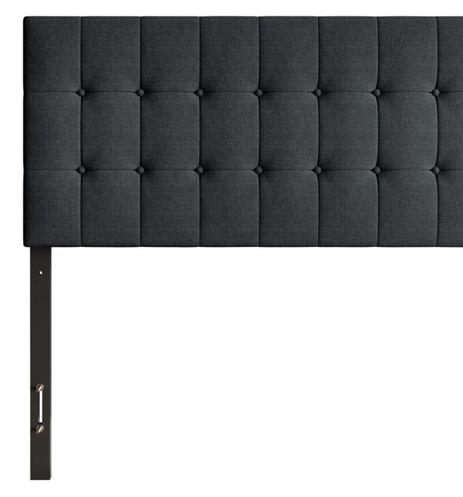 Ellis Upholstered Headboard in Charcoal Fabric, Button Tufted - Twin Size