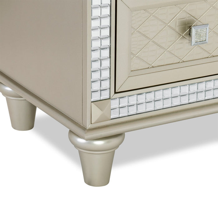 Tyra Bedside 2-Drawer Nightstand, 28\"W x 29\"H, Glam - Champagne