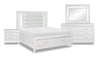 Max 6pc Bedroom Set with Storage Bed, Dresser, Mirror & Nightstand, LED, Glam, White - King Size